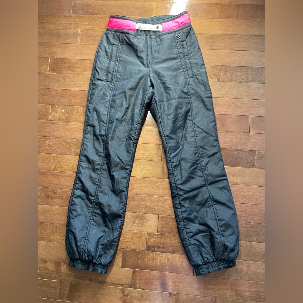 Vintage Obermeyer Black Pink Snowpants Women's Size 14 Ladies 32x32